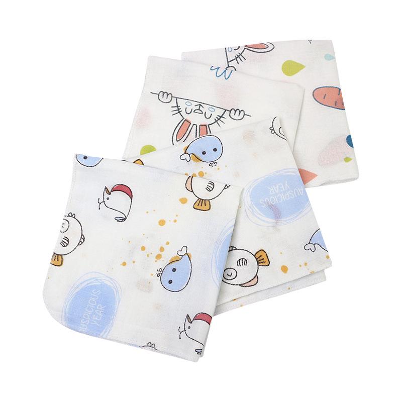 High-Density 30x30cm Double-Layer Printed Cotton Gauze Handkerchief, Washcloth, Nursing Cloth, Drool Cloth, Combed Cotton Towel.