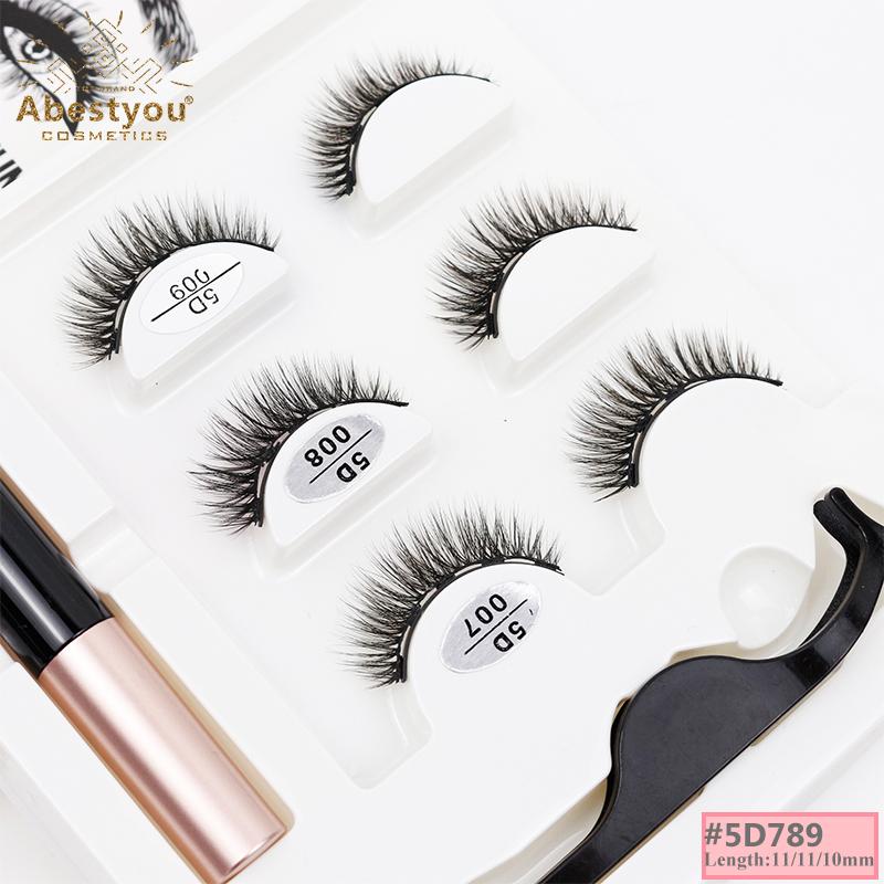 Abestyou Handmade Highest Quality Faux Mink Magnetic Eyelashes with 5 Magnets Light & Strong Magnetic Reusable