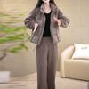 Cotton Suit, Thickened Warm Jacket, Women's Plus Velvet Straight-leg Pants, Two-piece Suit, Women's Winter Fashion Wear