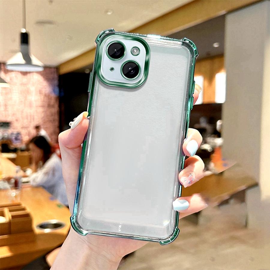 Airbag Shookproof Lens Case For Apple iPhone 16 15 14 13 12 11 Pro Max Plus Mini 16E X XS XR Plating Silicone Back Clear Cover