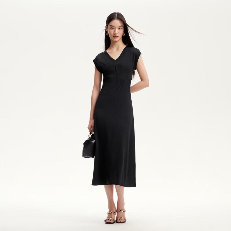 VEROMODA 2025 Spring Knitted Ribbed V-Neck A-Line Long Dress