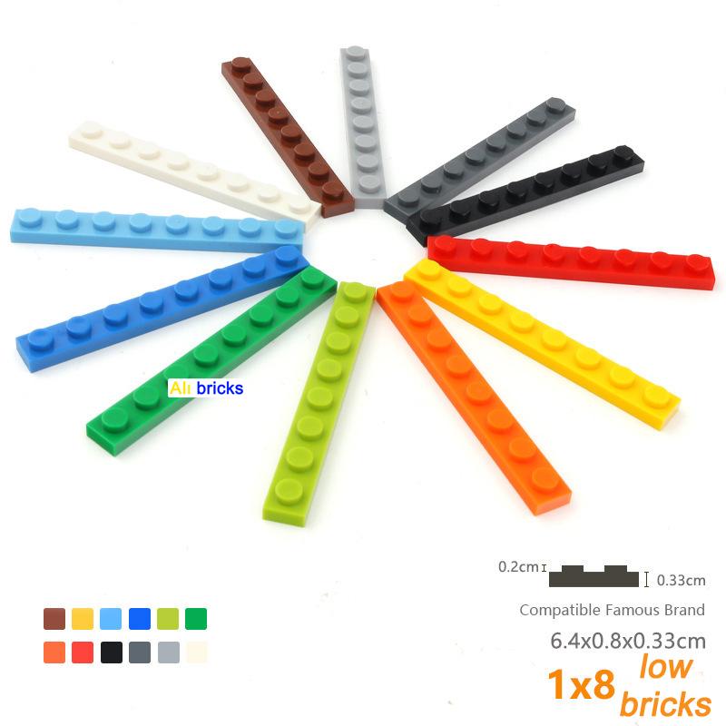 Non-Toxic 120Pcs Bulk Building Blocks Thin Figures Bricks 1X8 Dots 12Color Educational Creative Size Compatible With 3460 Toy For Children