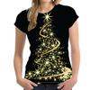 2025 Christmas T-shirt 3D New Year Crew Neck Women's Short Sleeve Top Cute Christmas T-shirt Loose Women's Clothing Y2K Style