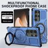 Shockproof Armor Case For Samsung Galaxy S24 S25 Ultra Plus Edge M56 Magnetic Pro Airbag Rotatable Anti-Drop Kickstand Cover