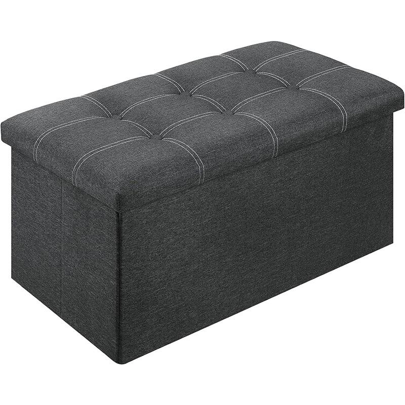 Foldable Fine Linen Fabric Storage Stool: Multi-functional Seat & Shoe Changing Box.