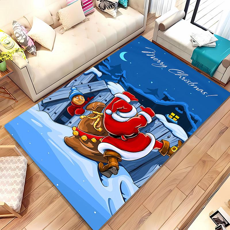 Funny Santa Claus Merry Christmas Carpet for Home Living Room Kid's Bedroom Sofa Doormat Kitchen Floor Rugs Anti-slip Decor Gift