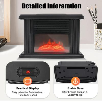 22 Inch Mini Electric Fireplace, Freestanding Aluminum Fireplace Heater Dissipation Realistic Flame Effect And 3D Simulation