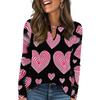 Women's Casual Round Neck Hollow,out Pullover Long Sleeve Valentine's Day Heart Print T,shirt Top