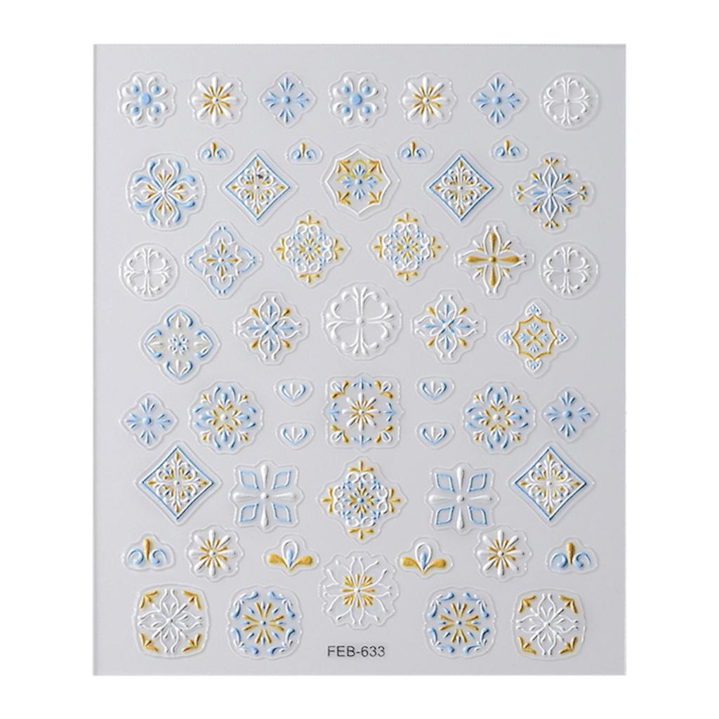 3D Flowers Manicure Stickers Self Adhesive Embossed Nail Decals for Women Manicure Decoration