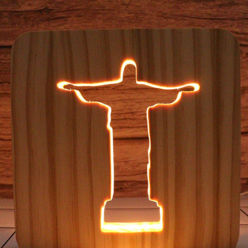 Led Light Christian WoodenCross Ornaments LED Night Light Table Decoration Christian Standing ChurchCross Miniatures