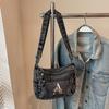 Multi-layer Denim Bag Vintage Shoulder Bag Women's Embroidered Crossbody Bag