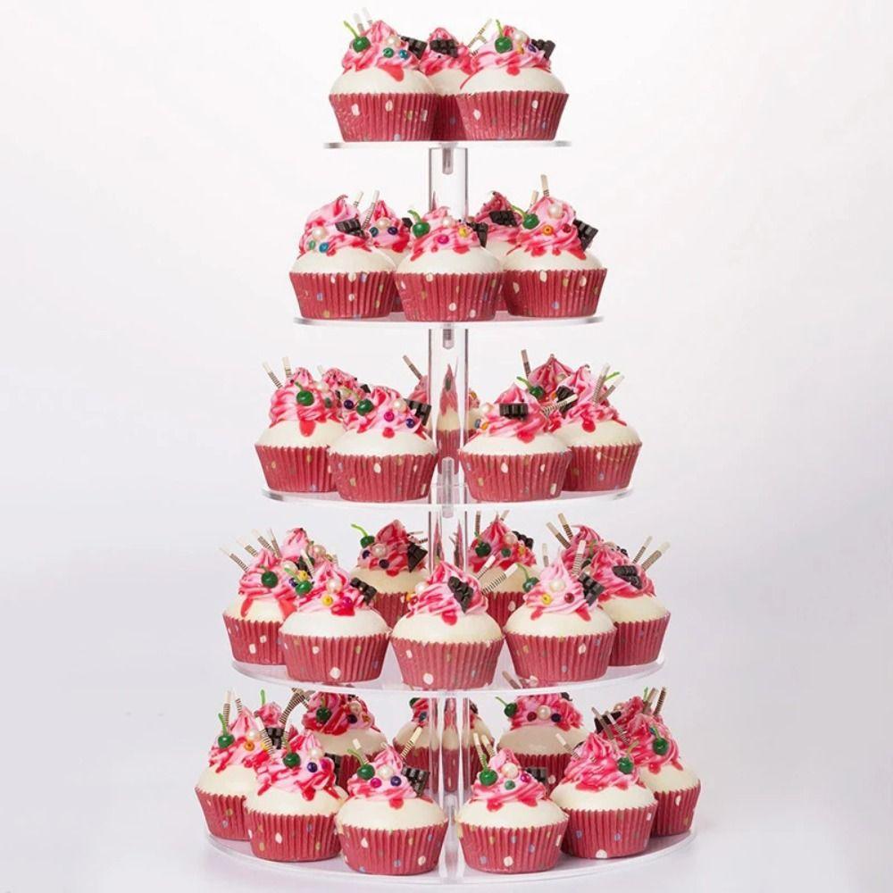Clear Acrylic Cupcake Stand 3/4/5 Tier Detachable Design Dessert Display Holder Decorative Round Shape Cake Display Shelf