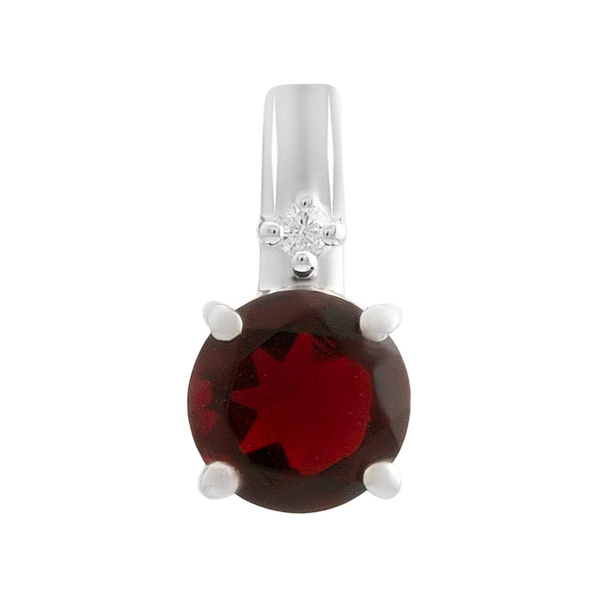 

Срібний кулон з гранатом nano 1.45ct, фіанітами (60002160) темні цукерки apple червоний колір