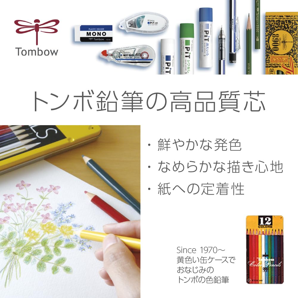 Tombow Colored Pencils, 36 Colors, Roll Case (Lightweight and Compact Storage), with Mini Pencil Sharpener, MJ-CRNQ36CQAAZ