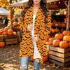 Damen Trendy Halloween-Print Langarm-Strickjacke Pullover für Lässige Herbstmode