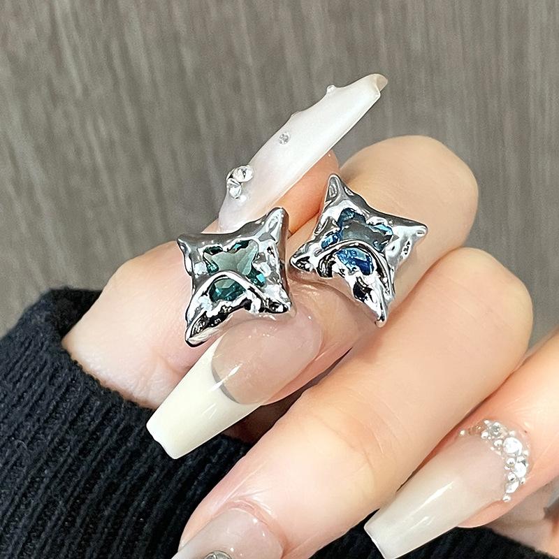Xingshou Zirkon Ohrstecker Nischen-Design High-End Ohrringe Süßer Cooler Stil Stern Französische Ohrringe Damen