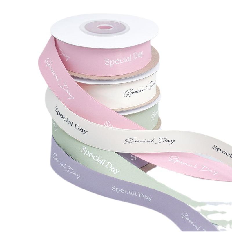 Elegantes Alphabet Doppelseitiges Mattes Polyesterband Mattes Kuchenband Blumenkopfschmuck Handtasche Einfarbiges Band Dekoration Heimdekoration