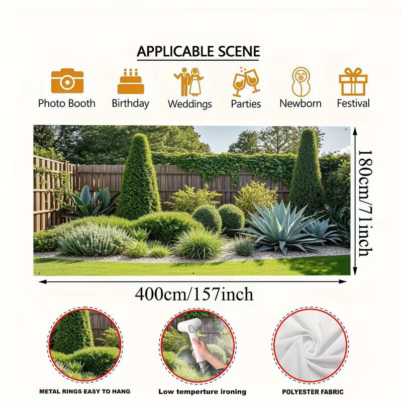 Sunlit Patio Garden Tapestry, Lush Agave Plants & Ivy-Covered Fence Print Wall Hanging