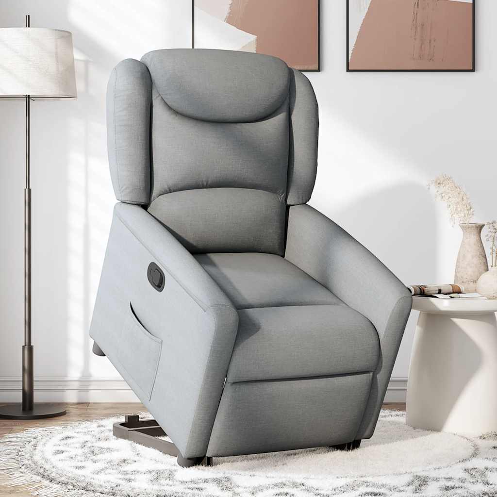 Recliner with Rising Function Light Grey Fabric