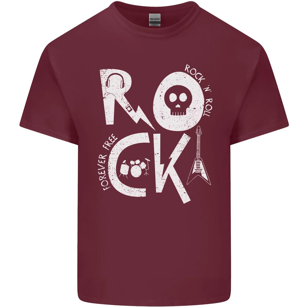 Rock Music Symbols Guitar Skull Unisexs Cotton TShirt Tee Top S