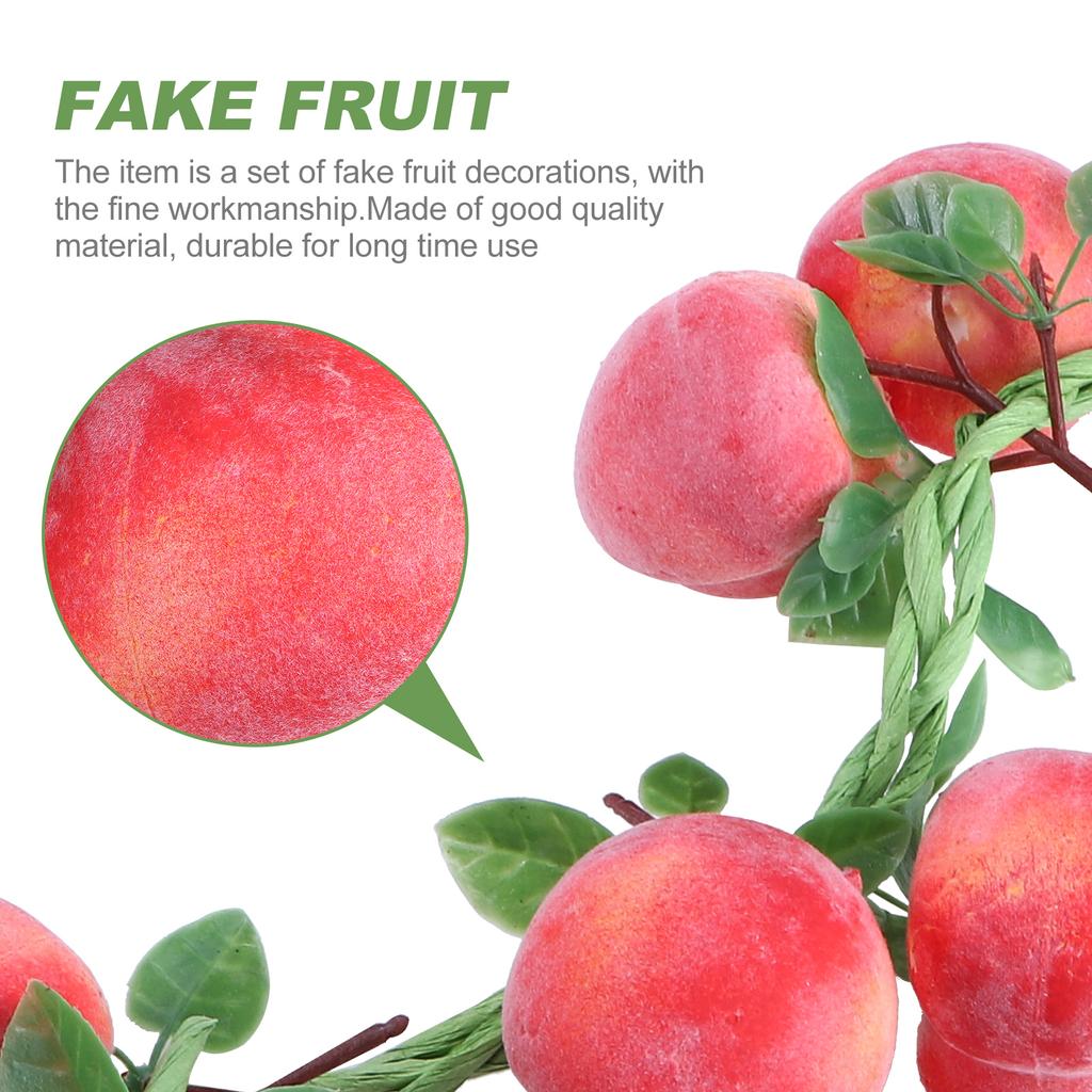 2 Pcs Simulation Peach Hanging String Fruit Photo Props Realistic Artificial Fake Vine Decor Decorations