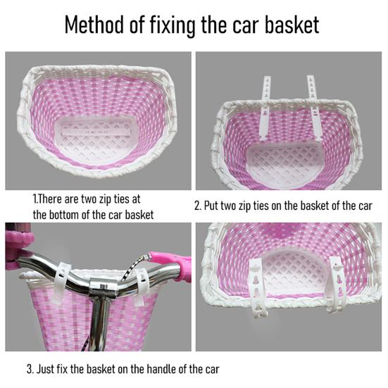 Kids Bicycle Front Basket with Ribbon Bow Toddlers Boys Girls Balance Bike Handmade Woven Storage Basket Bike Accessories