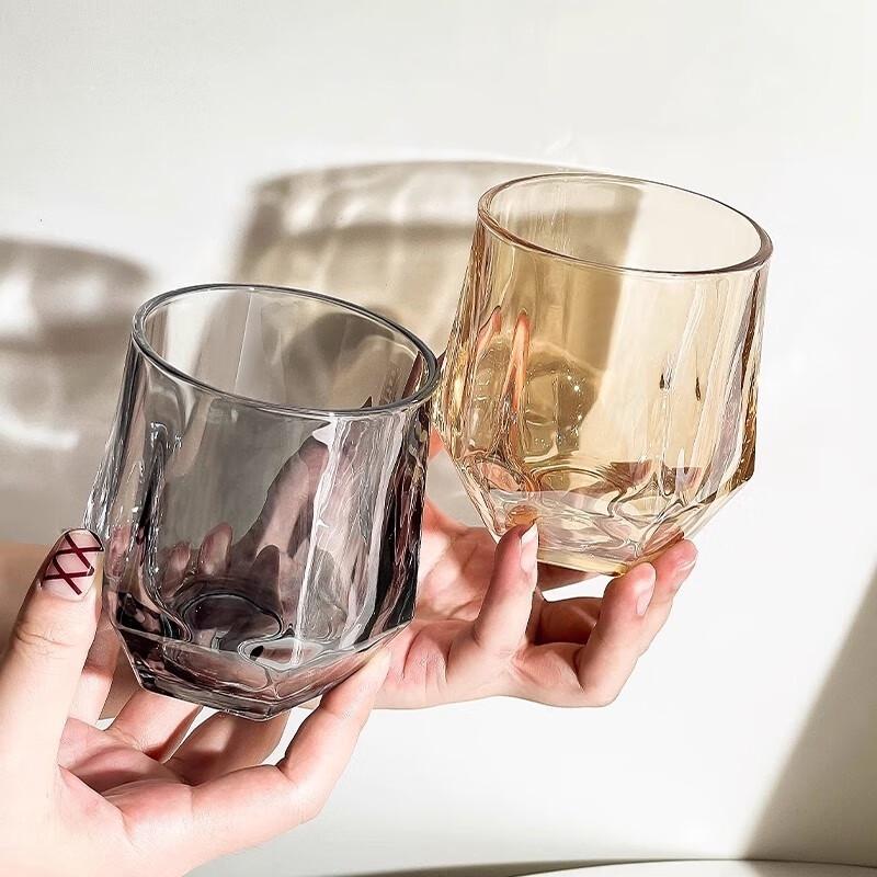 Shangqi Premium Amber Hexagonal Glass Cup with Handle