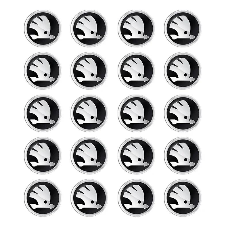 Naujas 11 mm 14 mm automobilio rakto emblema Metalinė lipduko logotipas Skoda Octavia Rapid Kodiaq Karoq Fabia Kamiq Superb Derivative Vision