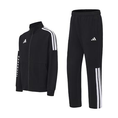 Taekwondo 3-Stripes Classic Retro Straight Leg Long Pants Stand Collar Jacket Cotton Two-Piece Casual Sports Suit CLTR02NHJT+CLTR02PTK