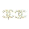 Three-dimensional Double C Shape Metal Glass Pearl Crystal Ear Clip Men and Women Same Style Couple Model