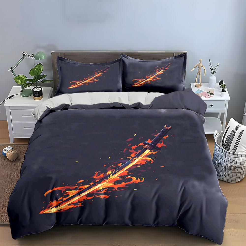 Blazing Blade of Fury Bedding Sets Duvet Covers Pillowcases(1* Duvet Cover 2* Pillowcases Without Duvet Insert)