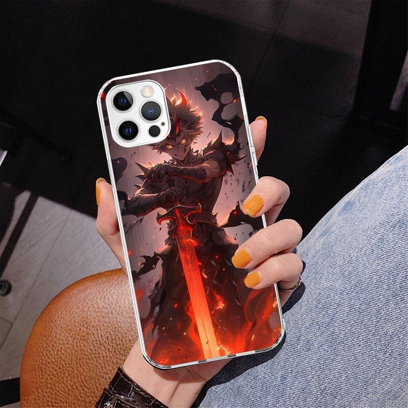 Black C-Clovers Anime Phone Case For iPhone 13 12 Mini 11 Pro Max XS XR X SE 7 8 Plus 5S 5 6S 6 Gift Print Cover Fundas