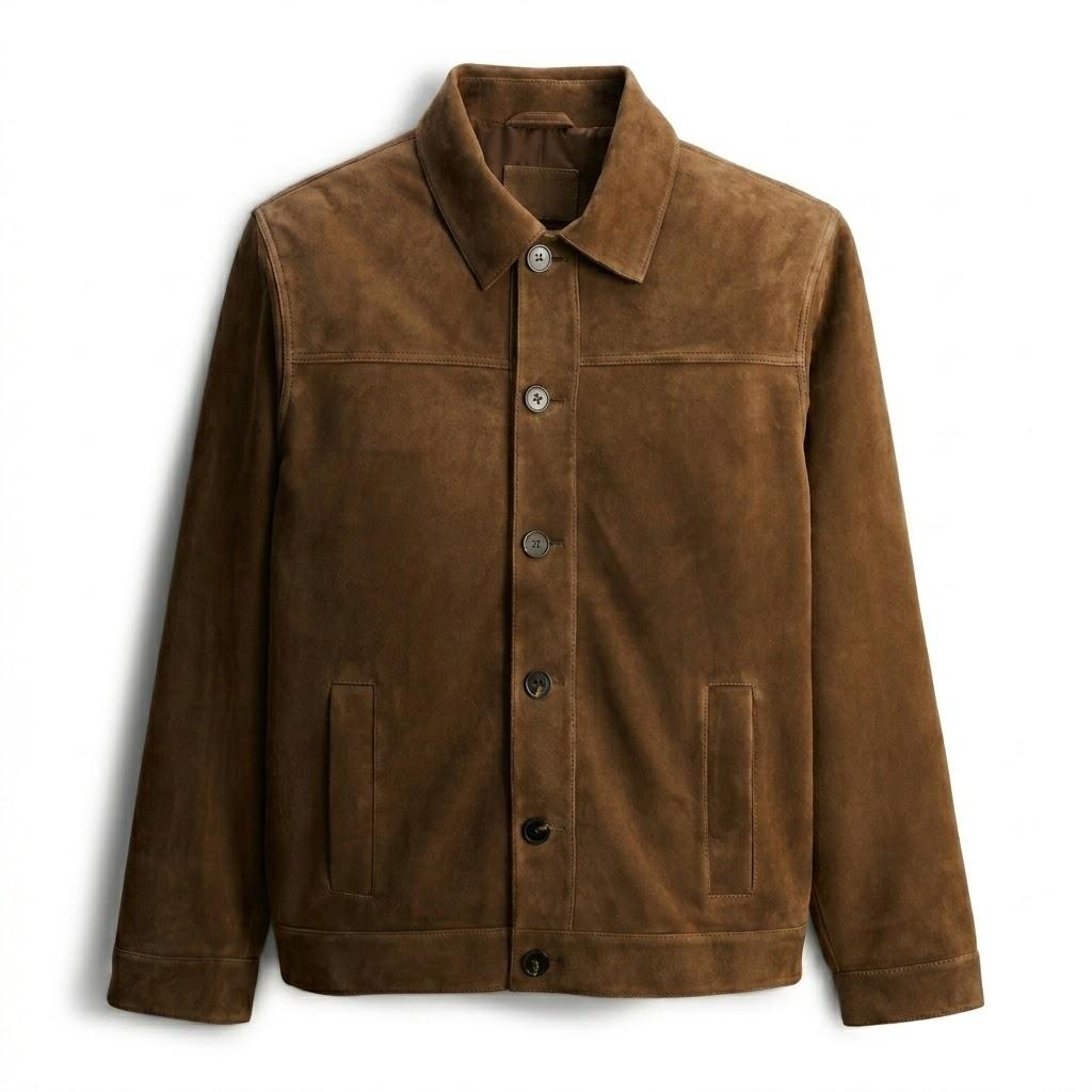 Handmade Stylish Biker Jacket Men’s Brown Suede Real Soft Lambskin Leather Fit
