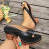 Casual Silver Pu Strap Flip Flops Women Vintage Round Toe High Heels Slip on Sandals Women Summer Elegant Shoes for Ladies
