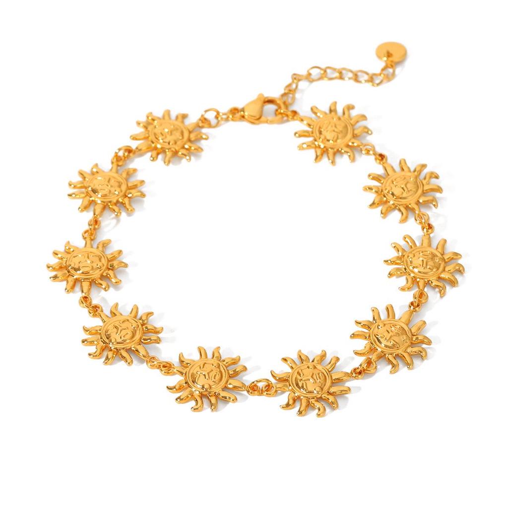 Cheville Luxueuse Exagérée Soleil en Acier Inoxydable pour une Déclaration de Mode Unique