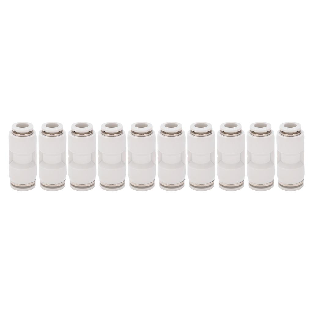 10Pcs Straight Reducing Connector Quick Release Pnuematic Air Hose Reducer Tube Fittings White