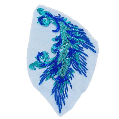 Phoenix Tail Feather Sequined Embroidery Patches DIY Clothing Applique Sequin Embroidery Classic Fashion Dresses