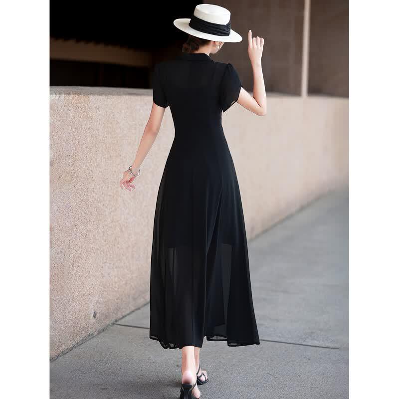 Women's French Style Chiffon Two-Piece Dress with Camisole
