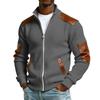 Men's Winter Solid Color Full Zipper Fleece Lined Stand Collar Sweatshirt, Plus Size Casual Zipper Sweatshirt Jacket