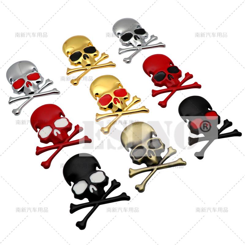 1 Stück Auto Styling Lustiger Totenkopf 3D Metall Chrom Zinklegierung Klebendes Emblem Auto Karosserie Kofferraum Kotflügel Abzeichen Aufkleber Decal Auto Zubehör