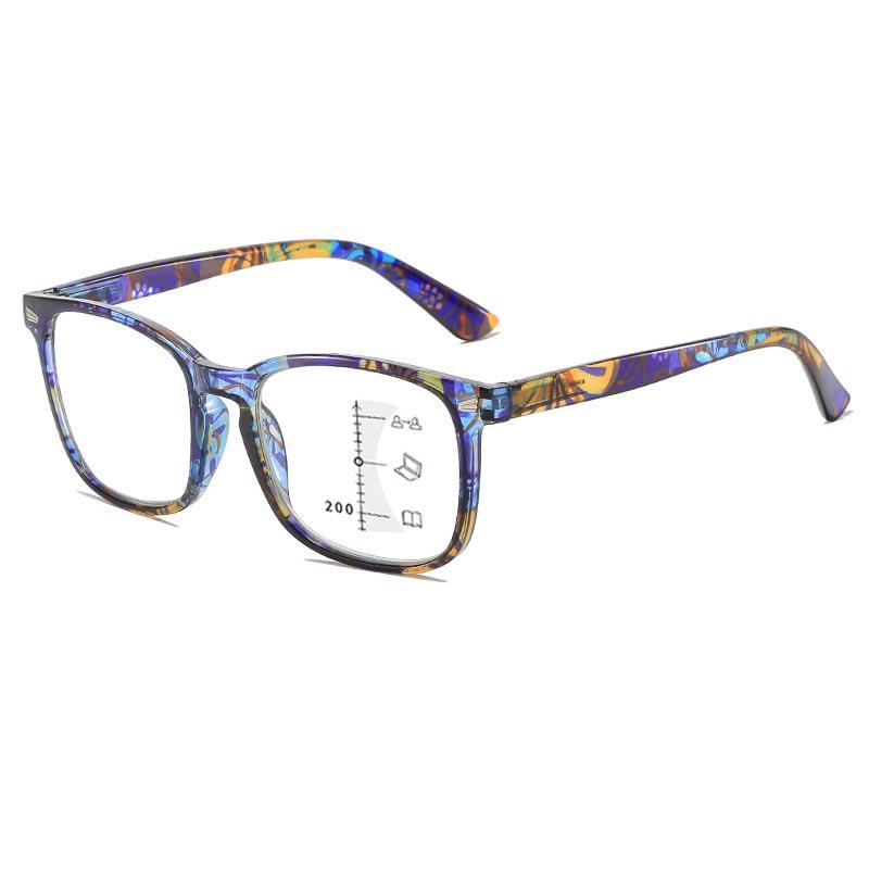 Trends Printed Multifocal Reading Glasses Women Men Anti Blue Light Eyeglasses Fashion Multifocal Degree Glasses Near and Away
