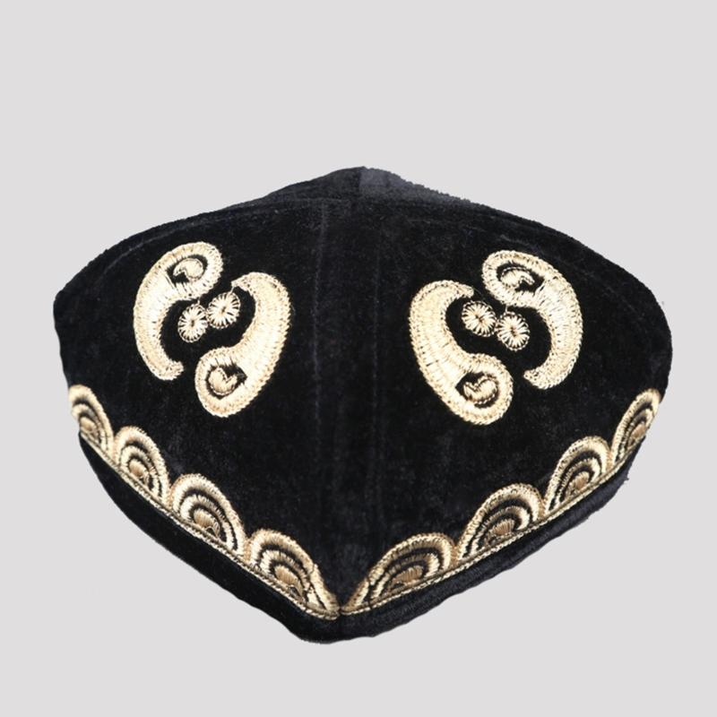 Ethnic Styles Embroidered Velvets Hat Cultural Enthusiasts Hat Unique Styles Hat for Fashion Enthusiasts