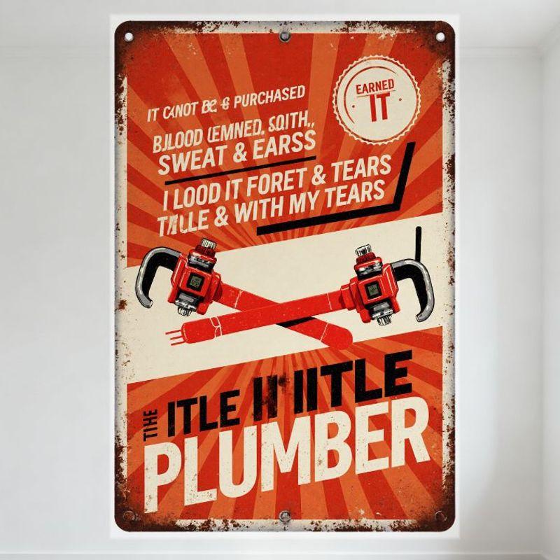Vintage Metal Tin Sign Retro Plumbing It Cannot Be Purchased Red White Beige Color Scheme with Crossed Wrenches Starburst Backgr 20x30cm(7.8x11.8inch)