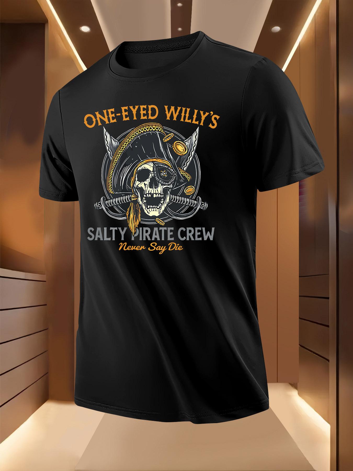 Pirate Skull Graphic Tshirt -  One-Eyed Willy s  Bold Design XXXXL