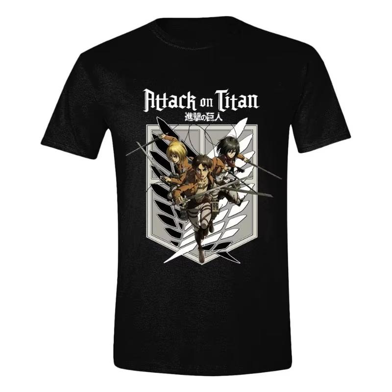 

Attack on Titan Anime Levi Allen Wings of Freedom Surrounding Tshirt Short Sleeved Men and Women Summer Pure Cotton Loose Top 3XL