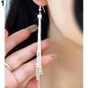Women Bead Rhinestone Party Wedding Drop Chain Tassels Hook Linear Earrings