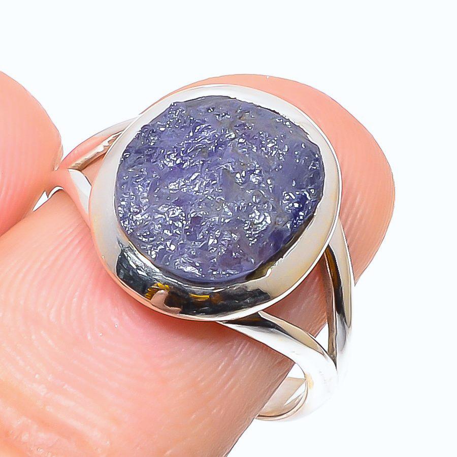 

Подарочное кольцо из чистого серебра 925 пробы с натуральным танзанитом S.7.5 z8t82