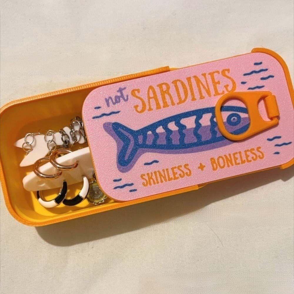 Scatola Portagioie in Stagno di Sardine Stampata in 3D Organizer Espositore per Gioielli Durevole Scatola Regalo