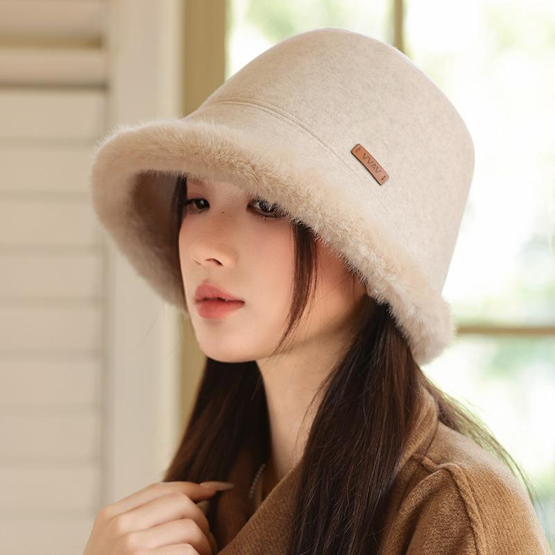 Winter Hat Women's Velvet Thickened Burr Bucket Hat Warm Bag Head Ear Protection Fashion Basin Hat
