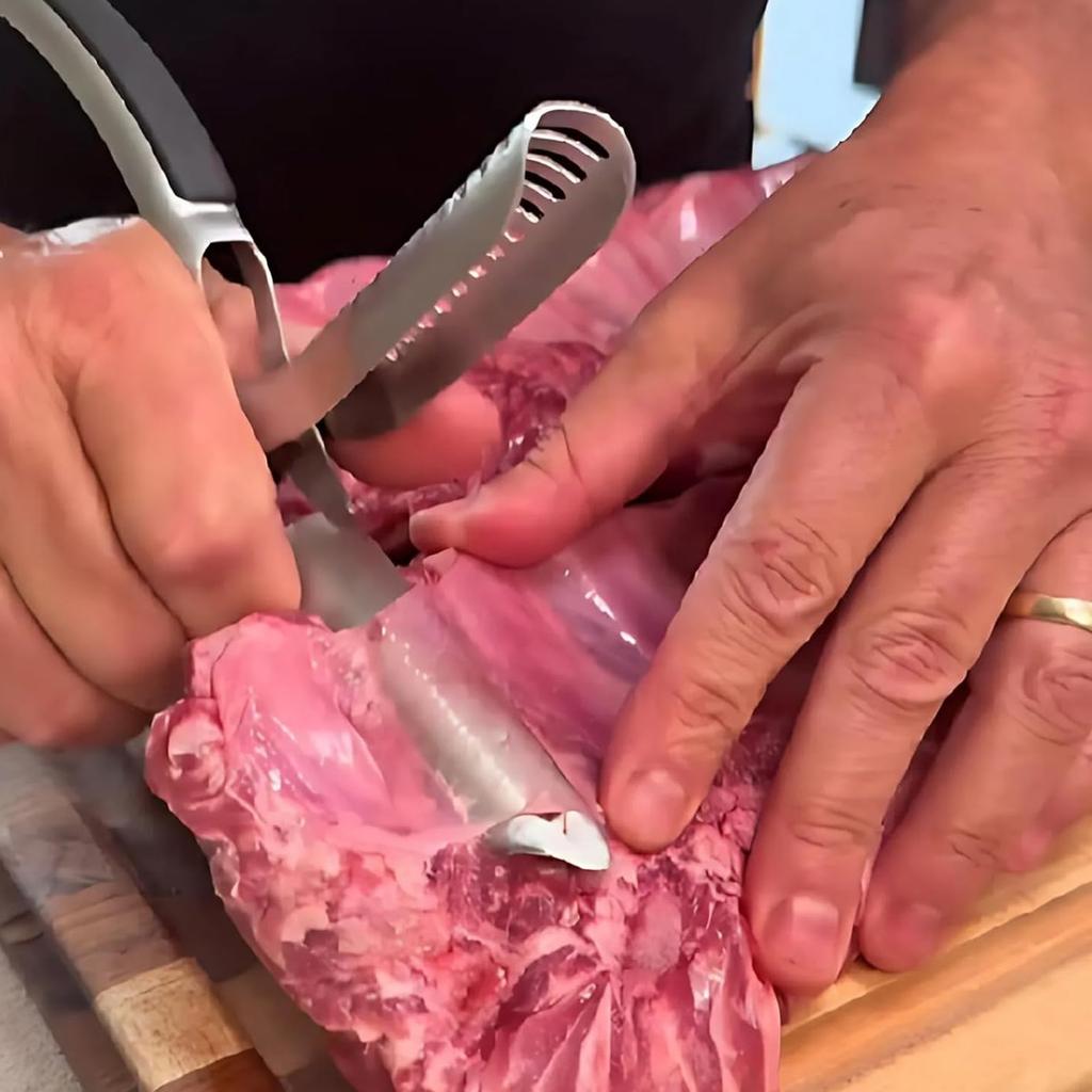 Steel Rib Membrane Remover Tool With Arced Clamp And Nonslip Grip For Effortlessly BBQ Rib Prep By Grills Enthusiasts